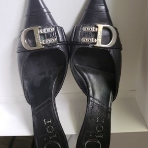 DIOR BLACK HIGH HEEL MULES SZ 39